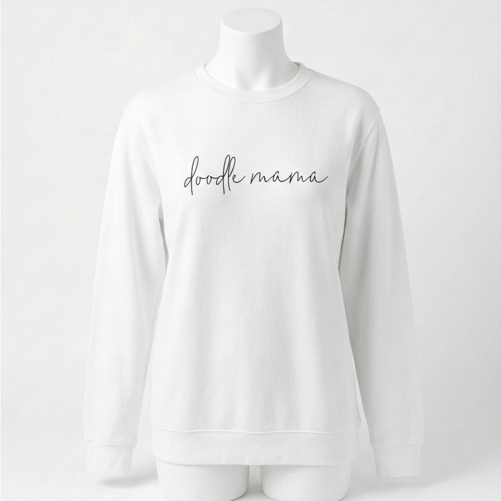 Custom White 'Doodle Mama' Sweatshirt Small Shop CottageCore Dog Mom